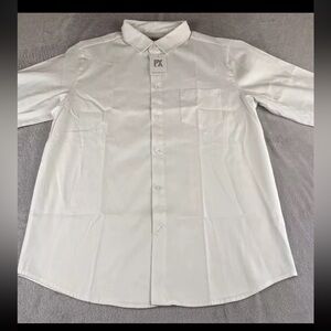 PX Clothing mens long sleeve white button up dress shirt size Large
